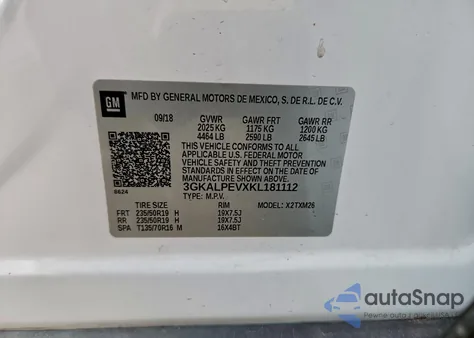 2019 GMC Terrain Slt from USA, damaged, VIN 3GKALPEVXKL181112